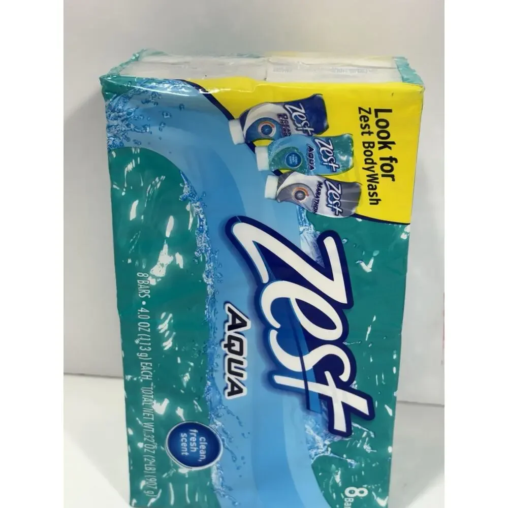 Zest Aqua Pure Scent Hydrating‎ Effects Bar Soap, 8x 4 oz Bars (32 oz) New Rare